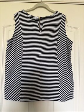 Talbots Black and White Striped Shell Top Tank sz 1X 14 12